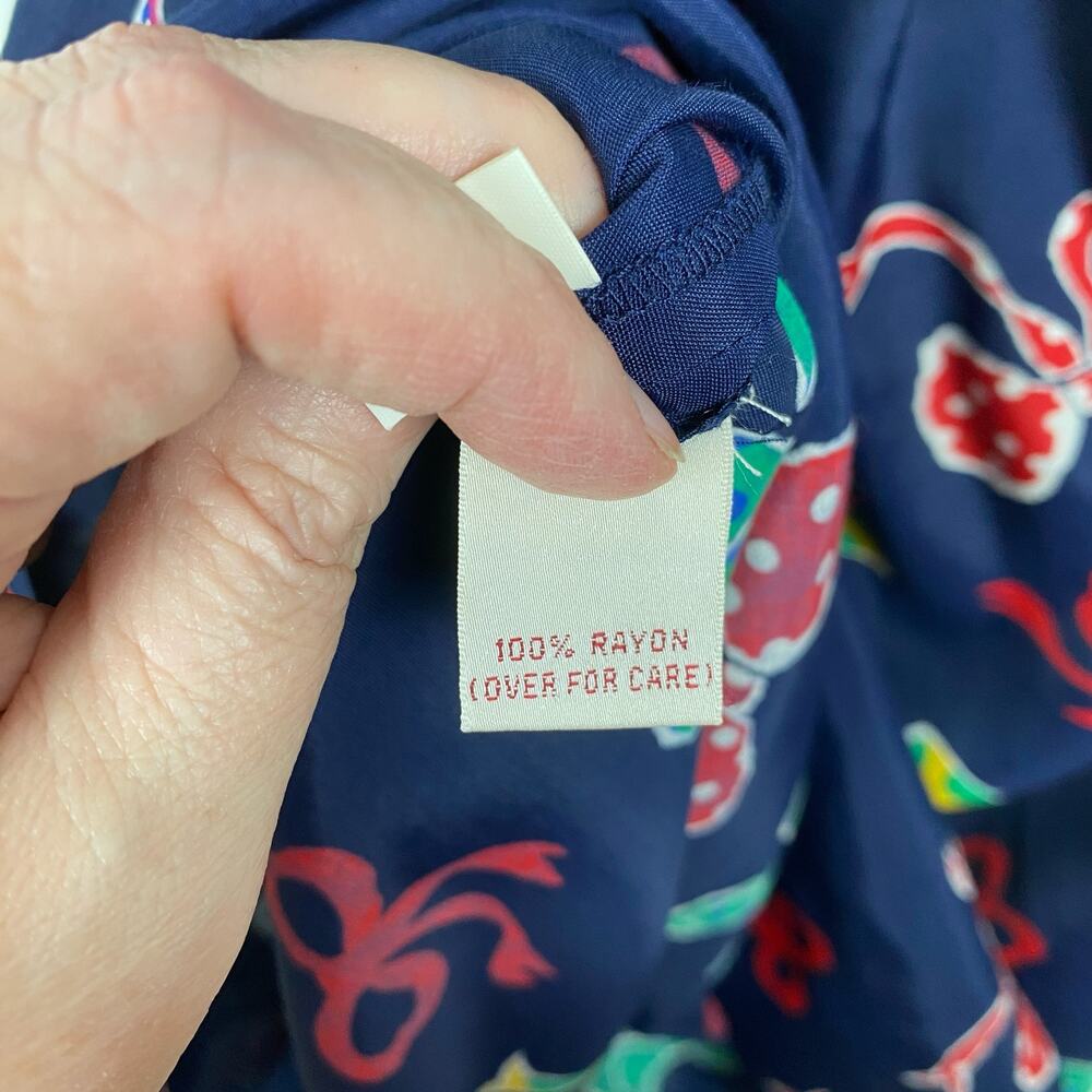 Susan Bristol Vintage Two Piece Blue&Multi Bow Print Blouse&Skirt Sz.8 - Picture 9 of 14